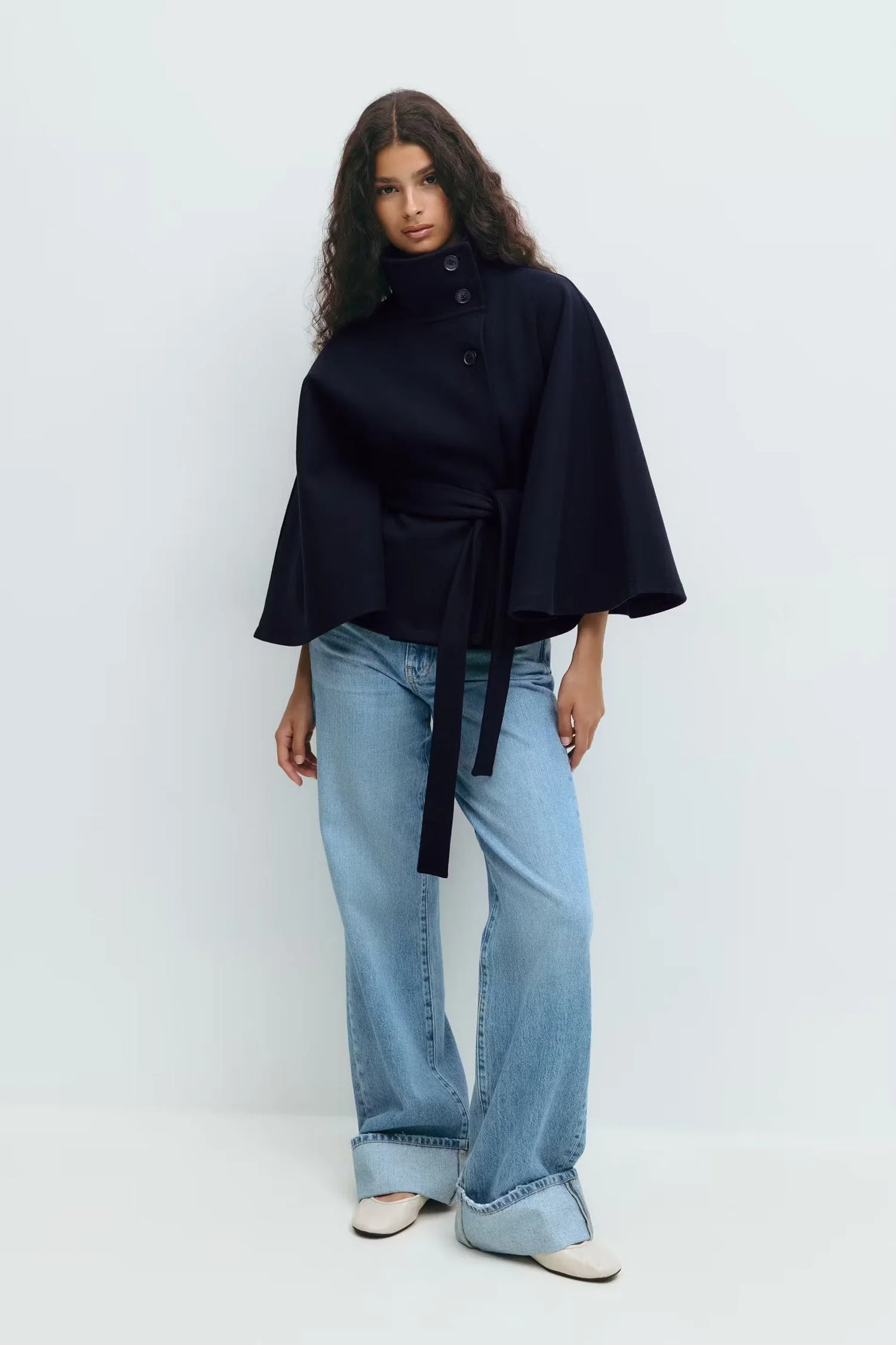 Manteau Cape Élégant à Col Montant pour Femme – Manteau Ceinturé Stylé - Image 19