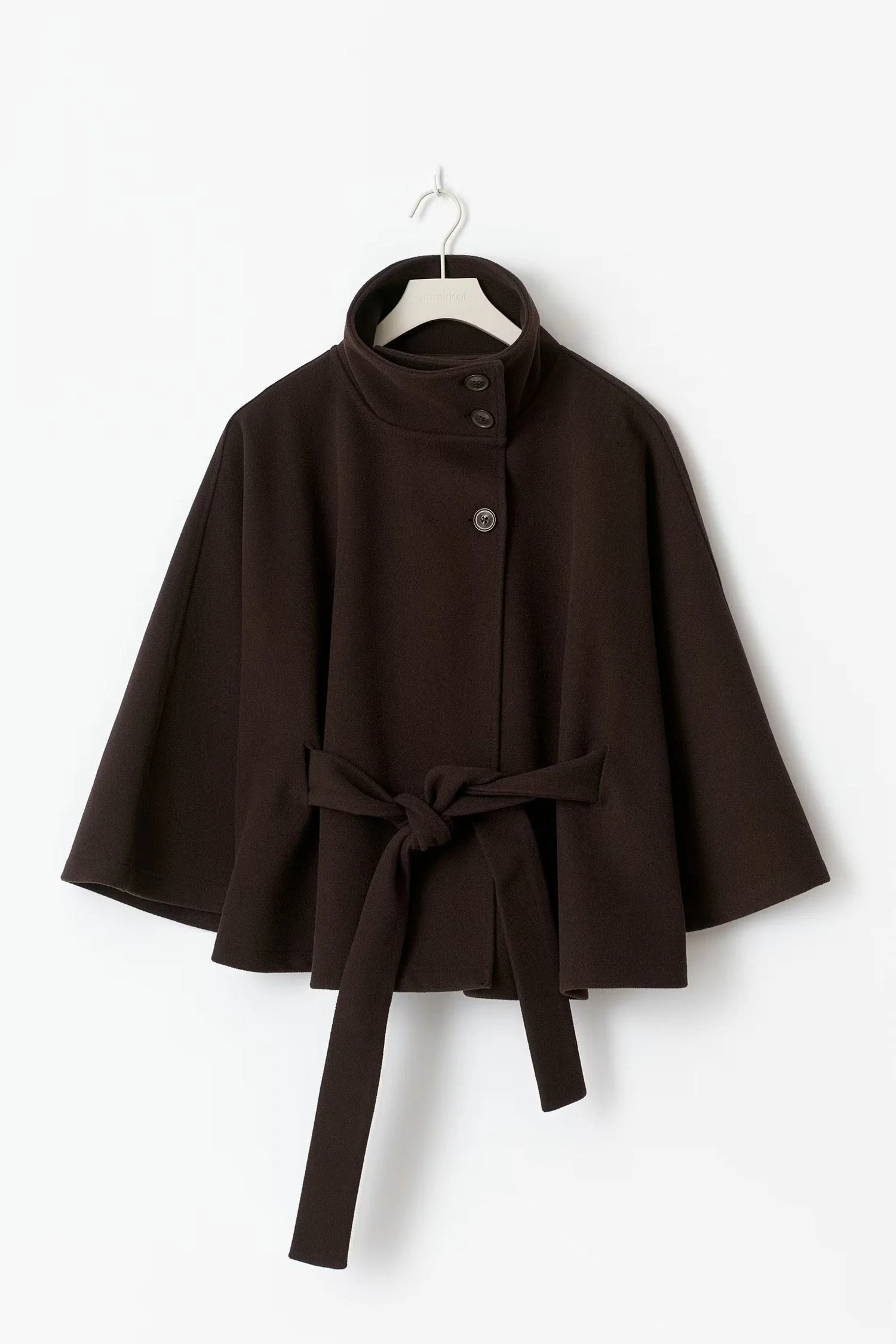 Manteau Cape Élégant à Col Montant pour Femme – Manteau Ceinturé Stylé - Image 3