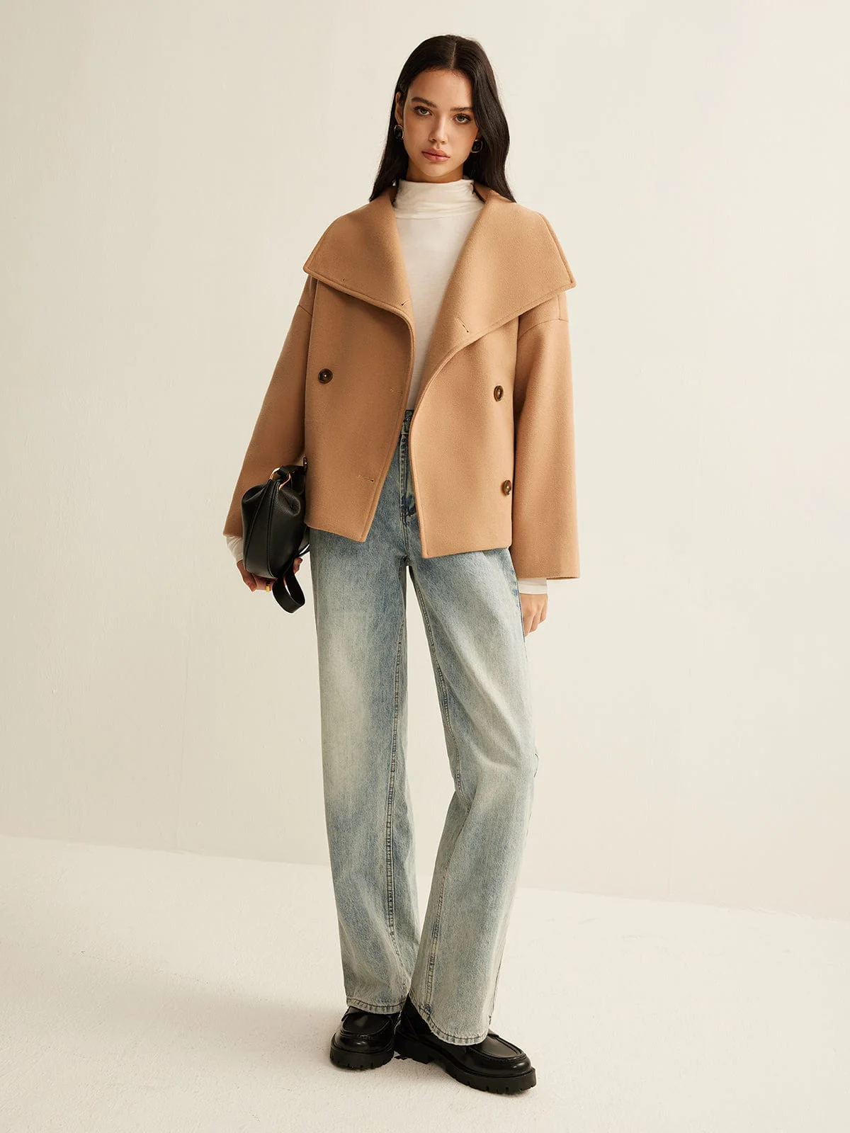 Manteau court oversize pour femme – Vêtements d'extérieur élégants et stylés à revers - Image 2