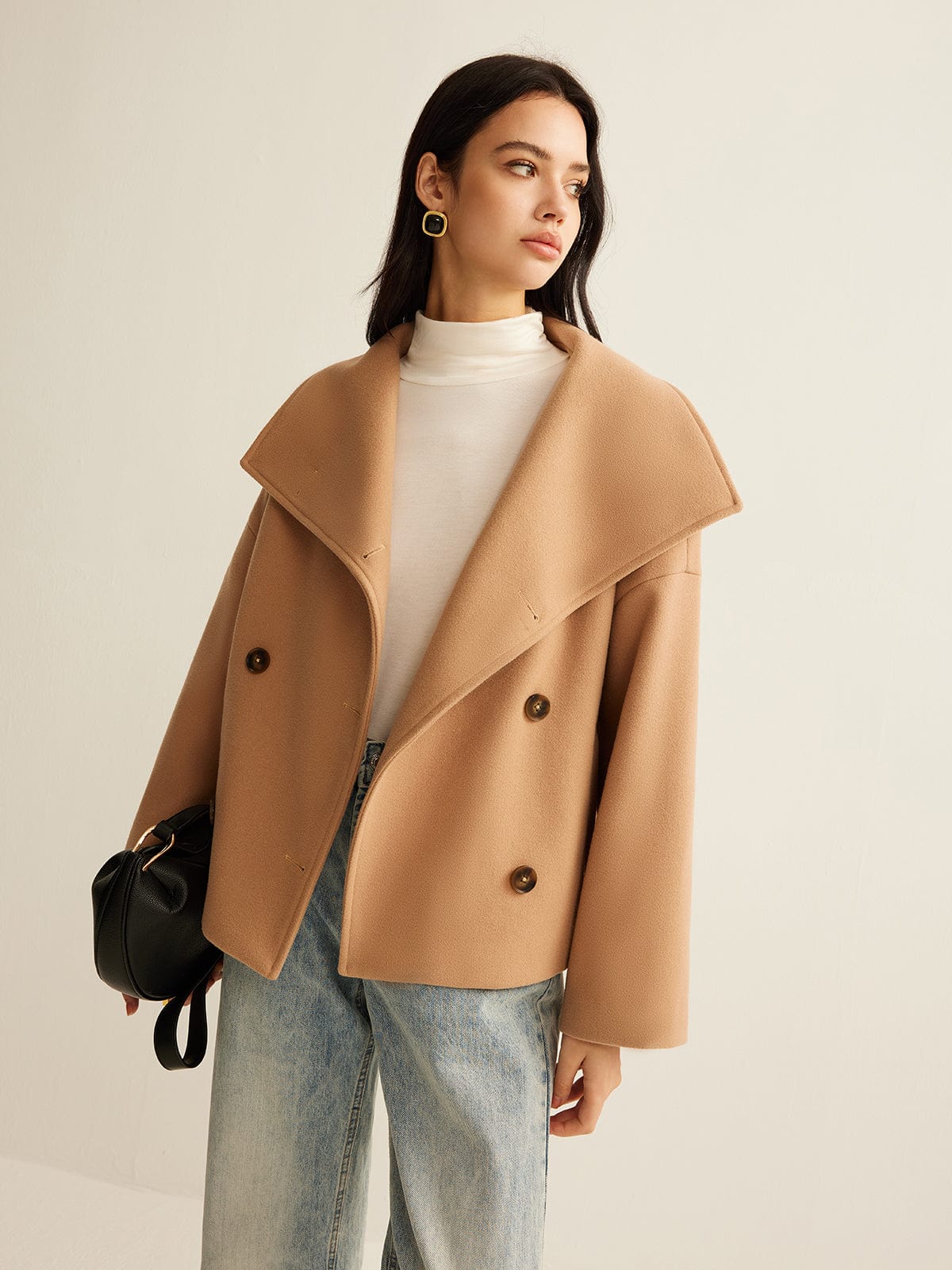 Manteau court oversize pour femme – Vêtements d'extérieur élégants et stylés à revers - Image 3