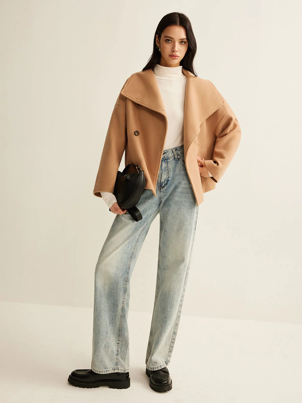 Manteau court oversize pour femme – Vêtements d'extérieur élégants et stylés à revers - Image 5