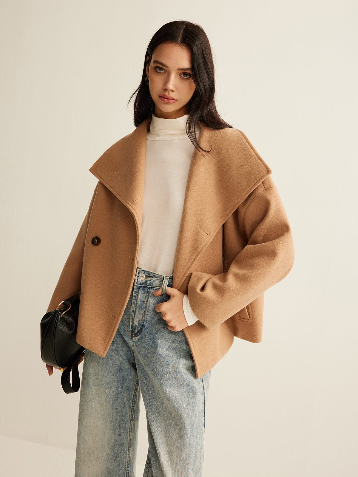 Manteau court oversize pour femme – Vêtements d'extérieur élégants et stylés à revers - Image 6