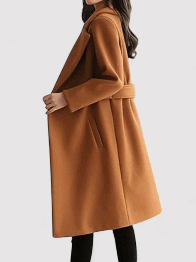 Manteau d’Hiver Élégant en Laine avec Boucle Fine et Revers – Parfait pour l’Hiver - Image 4