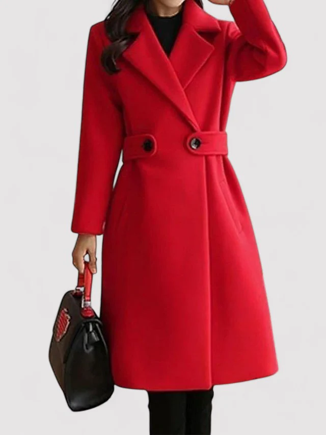 Manteau d’Hiver Élégant en Laine avec Boucle Fine et Revers – Parfait pour l’Hiver - Image 5