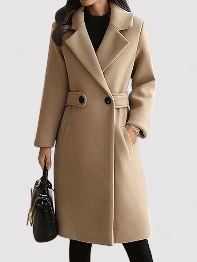 Manteau d’Hiver Élégant en Laine avec Boucle Fine et Revers – Parfait pour l’Hiver - Image 6