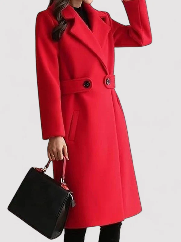 Manteau d’Hiver Élégant en Laine avec Boucle Fine et Revers – Parfait pour l’Hiver - Image 8