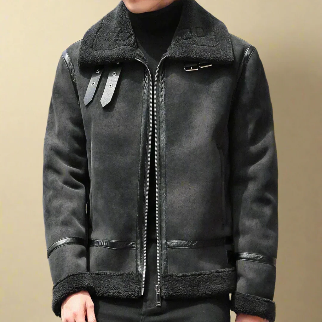 Manteau d’Hiver en Suède Premium pour Homme Ceinture – Manteau Chaud eStylé - Image 4