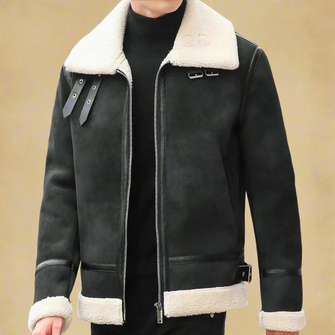 Manteau d’Hiver en Suède Premium pour Homme Ceinture – Manteau Chaud eStylé - Image 5
