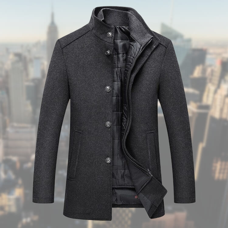 Manteau d’Hiver Homme en Mélange de Laine avec Gilet Amovible – Pardessus Mi-Long - Image 2