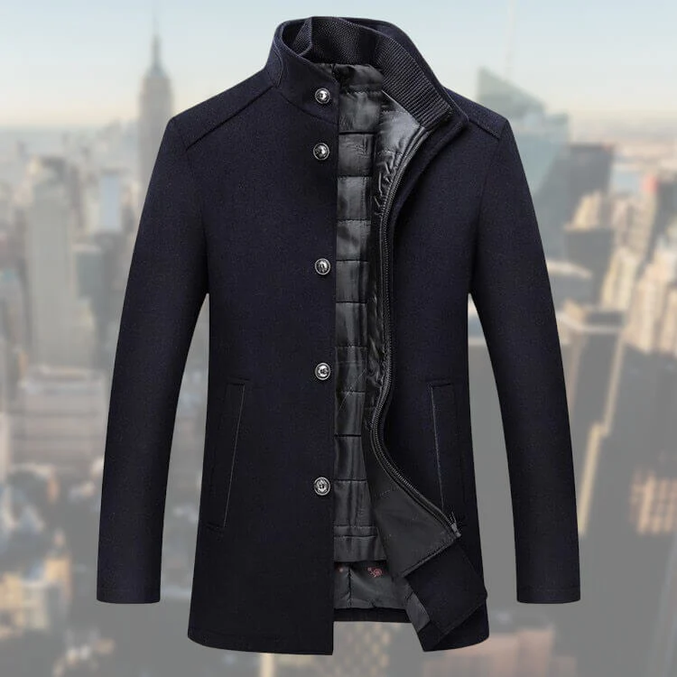 Manteau d’Hiver Homme en Mélange de Laine avec Gilet Amovible – Pardessus Mi-Long - Image 3