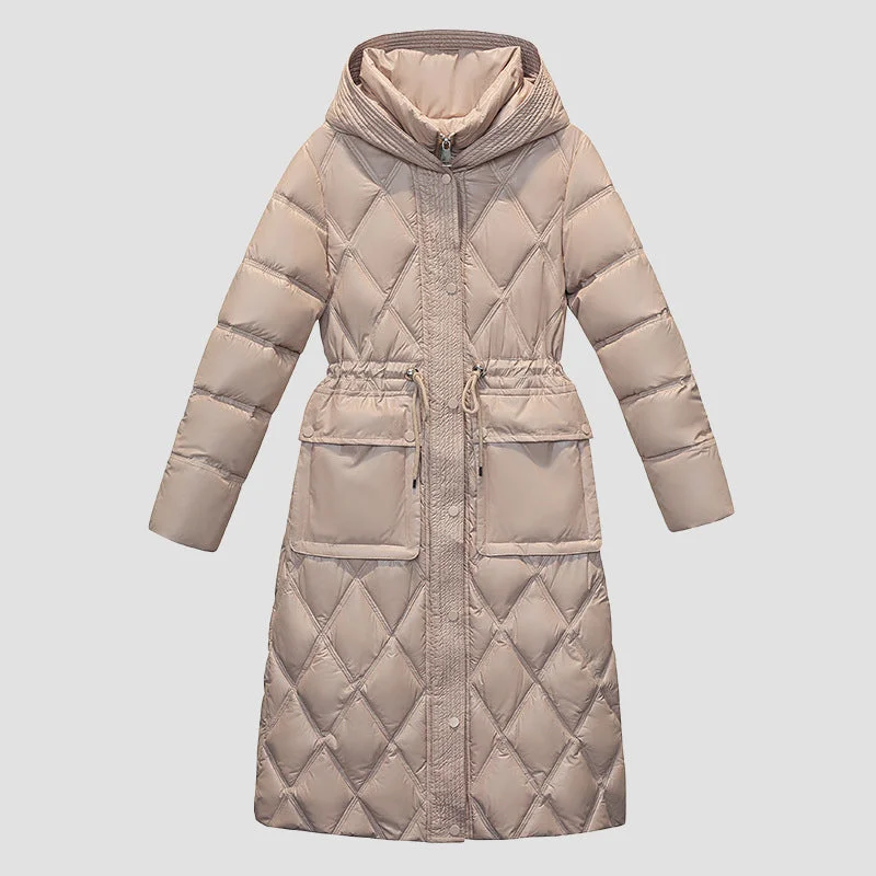 Manteau d’hiver matelassé long en A pour femme – Doudoune confortable zippée - Image 6