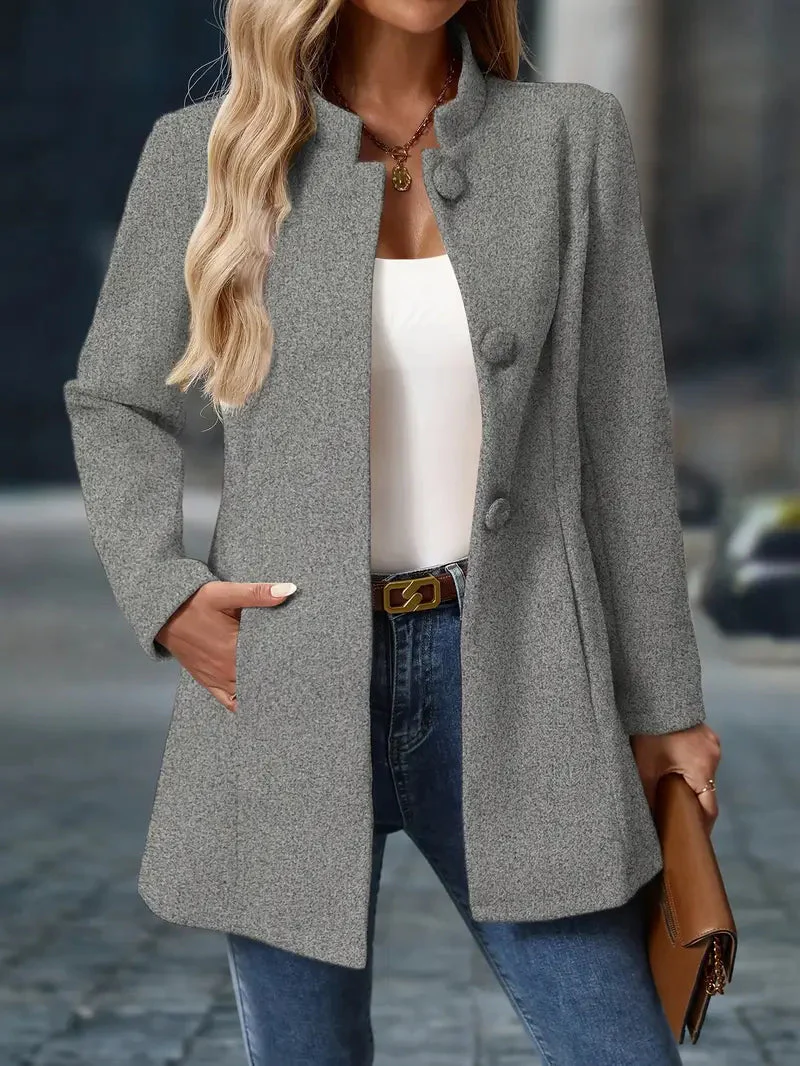 Manteau d’Hiver Mi-Long Élégant pour Femme – Manteau à Col Montant Boutonné - Image 16