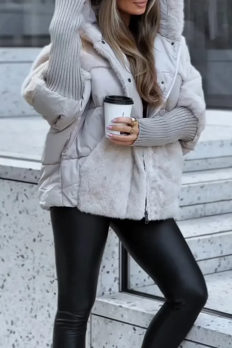 Manteau d’Hiver pour Femme | Matelassé avec Capuche - Image 4