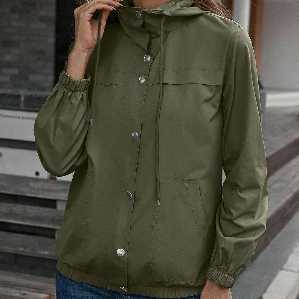 Manteau Décontracté pour Femme avec Capuche et Boutons - Image 6
