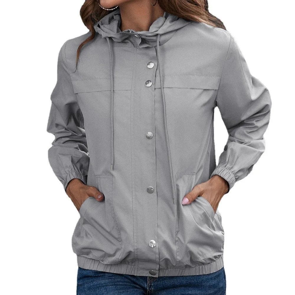 Manteau Décontracté pour Femme avec Capuche et Boutons - Image 7