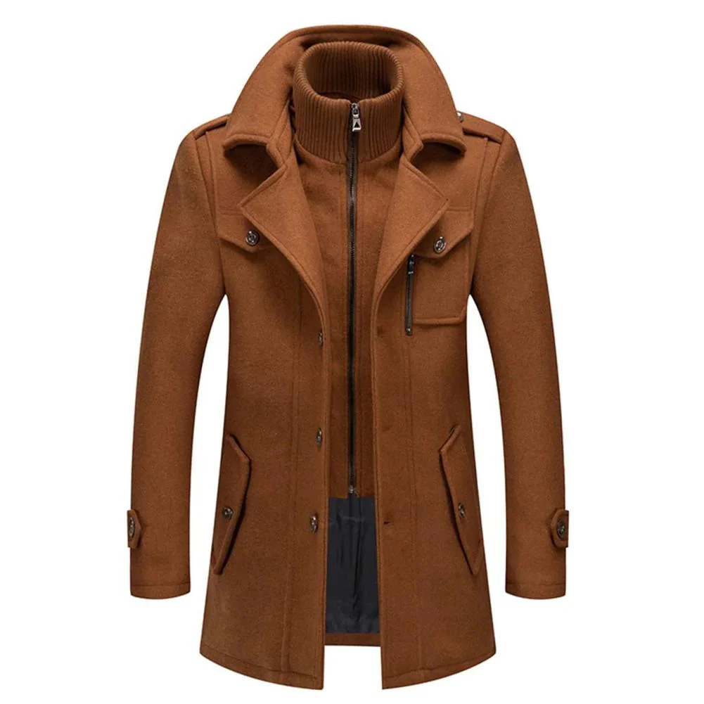 Manteau en Laine Double Couche Premium pour Homme – Pardessus Épais à Boutonnage Simple - Image 3
