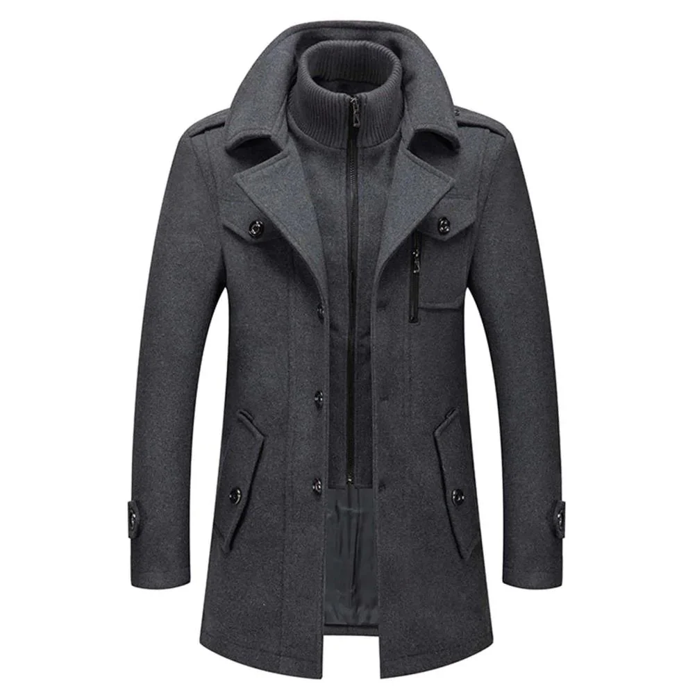 Manteau en Laine Double Couche Premium pour Homme – Pardessus Épais à Boutonnage Simple - Image 5