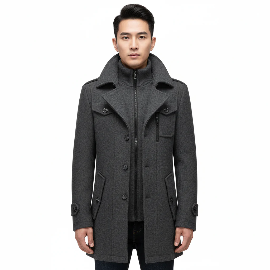 Manteau en Laine Double Couche Premium pour Homme – Pardessus Épais à Boutonnage Simple - Image 6