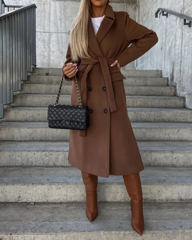 Manteau épais croisé pour femme - Image 3