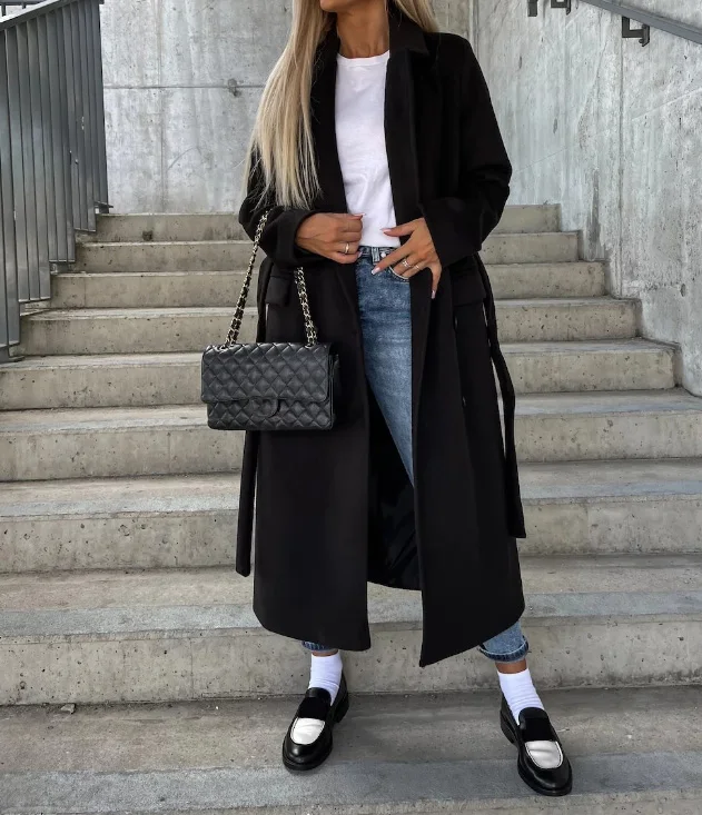 Manteau épais croisé pour femme - Image 4