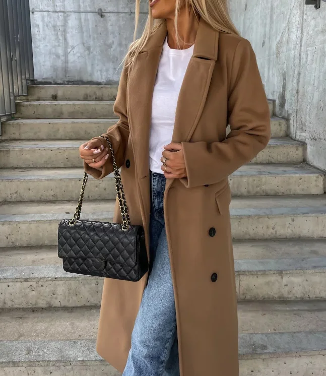 Manteau épais croisé pour femme - Image 5