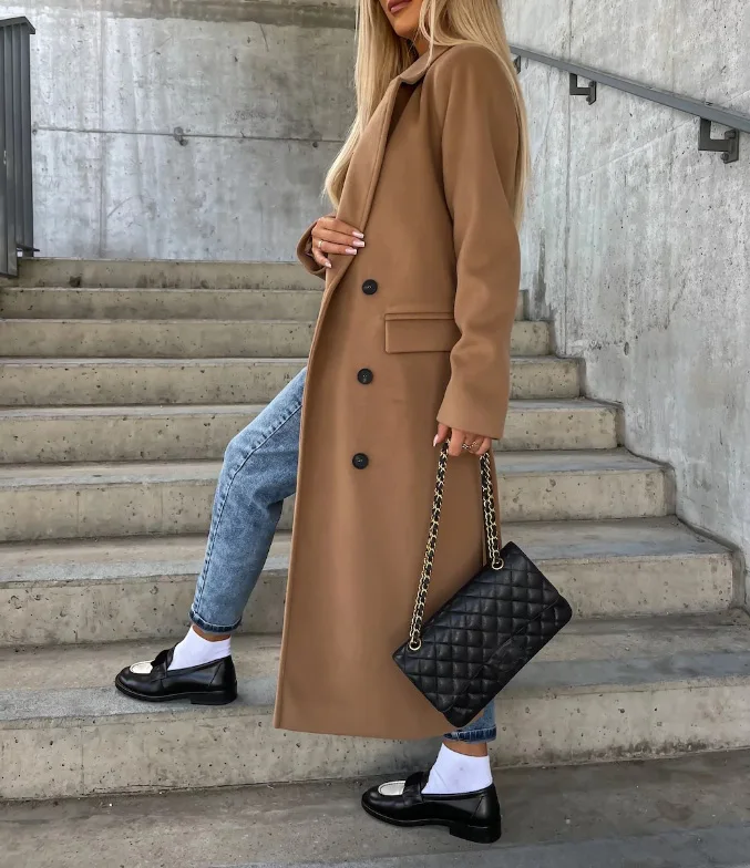 Manteau épais croisé pour femme - Image 6