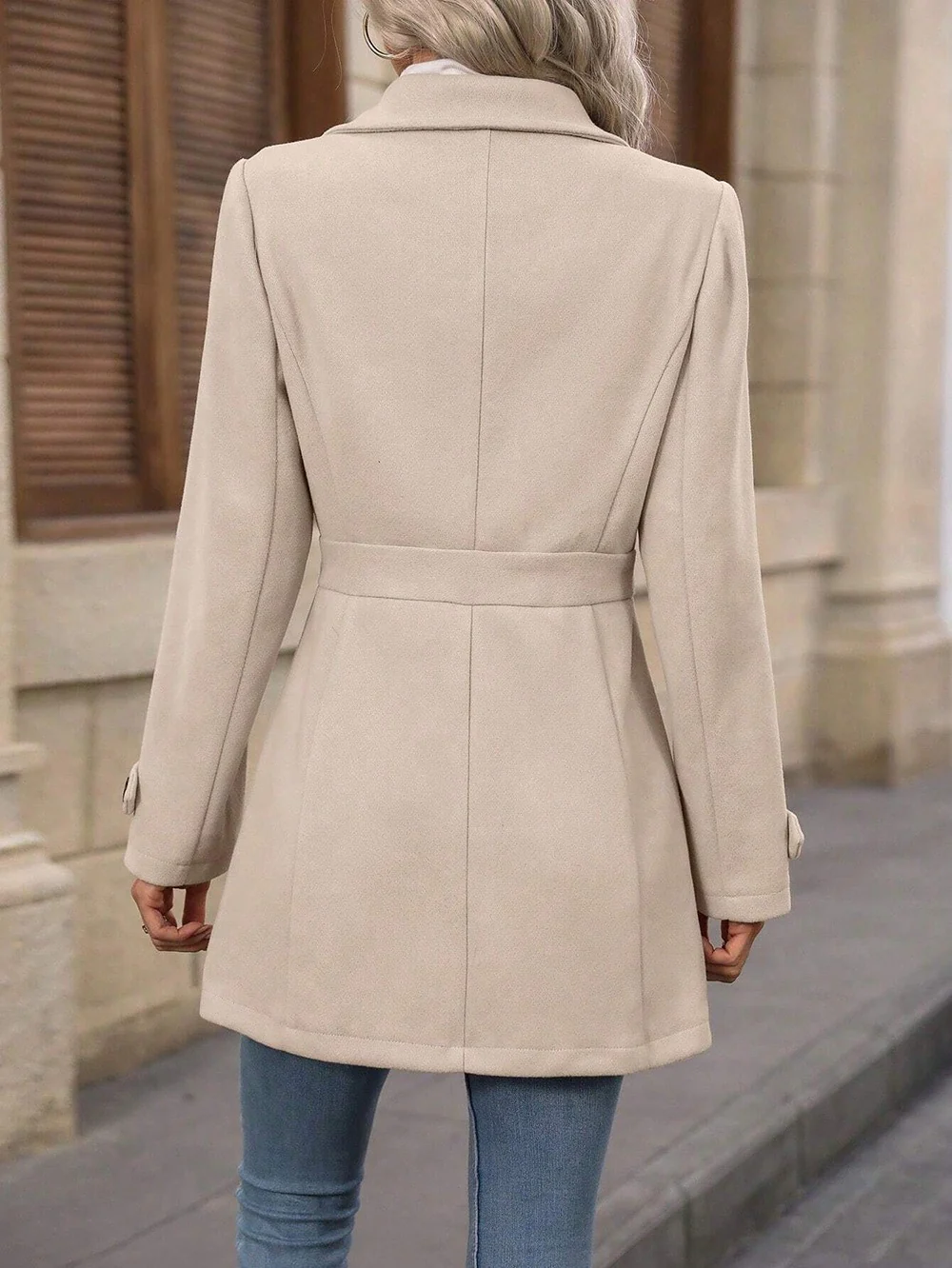 Manteau Femme en Mélange de Laine à Simple Boutonnage – Veste Élégante Mi-Longue à Revers - Image 2