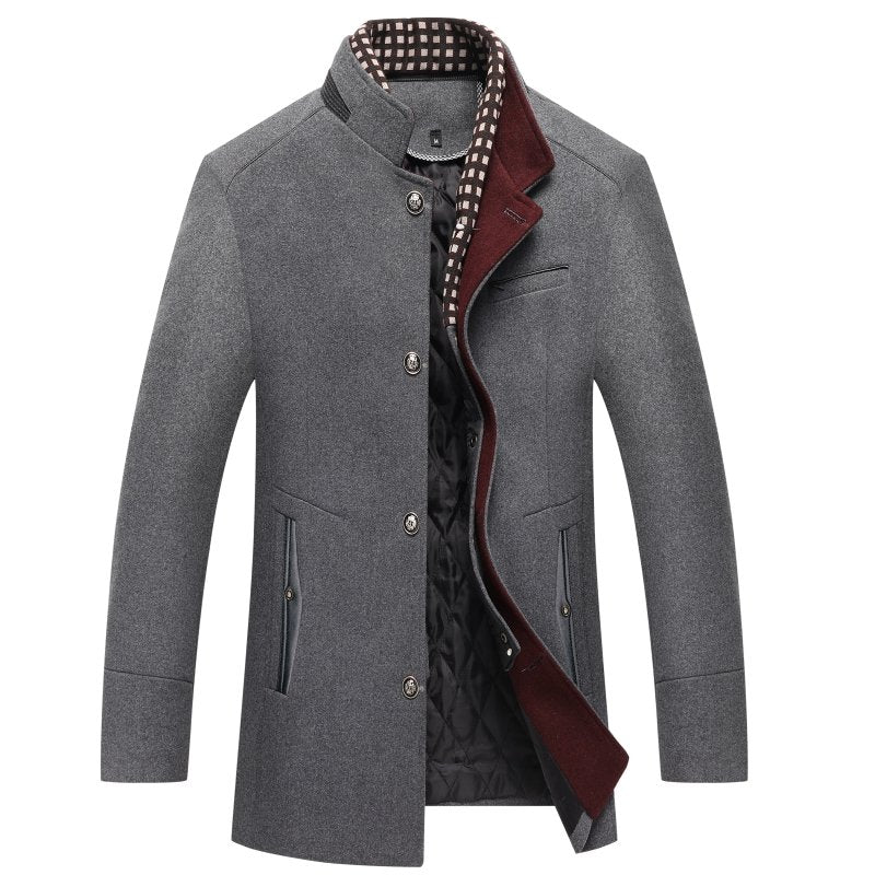 Manteau Homme en Mélange de Laine – Manteau d’Hiver Épais à Double Col - Image 4