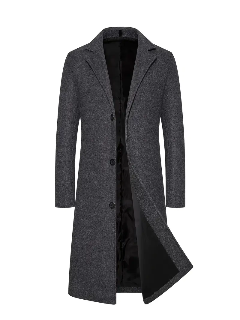 Manteau Long à Simple Boutonnage pour Homme – Manteau d’Hiver Ajusté Premium - Image 3