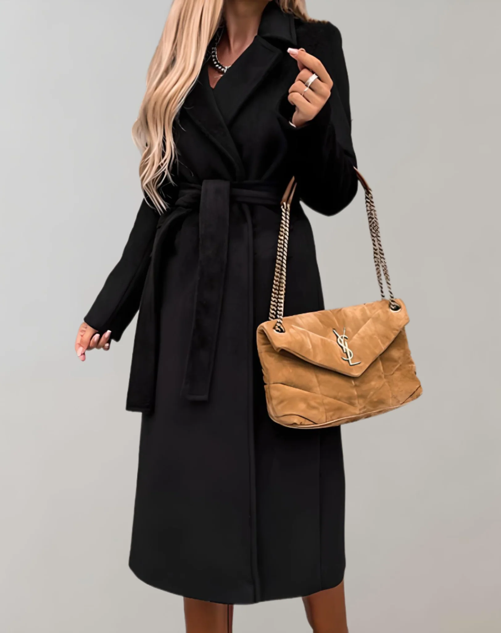 Manteau Long Ceinturé pour Femme – Luxe Épais Confortable Élégant - Image 2