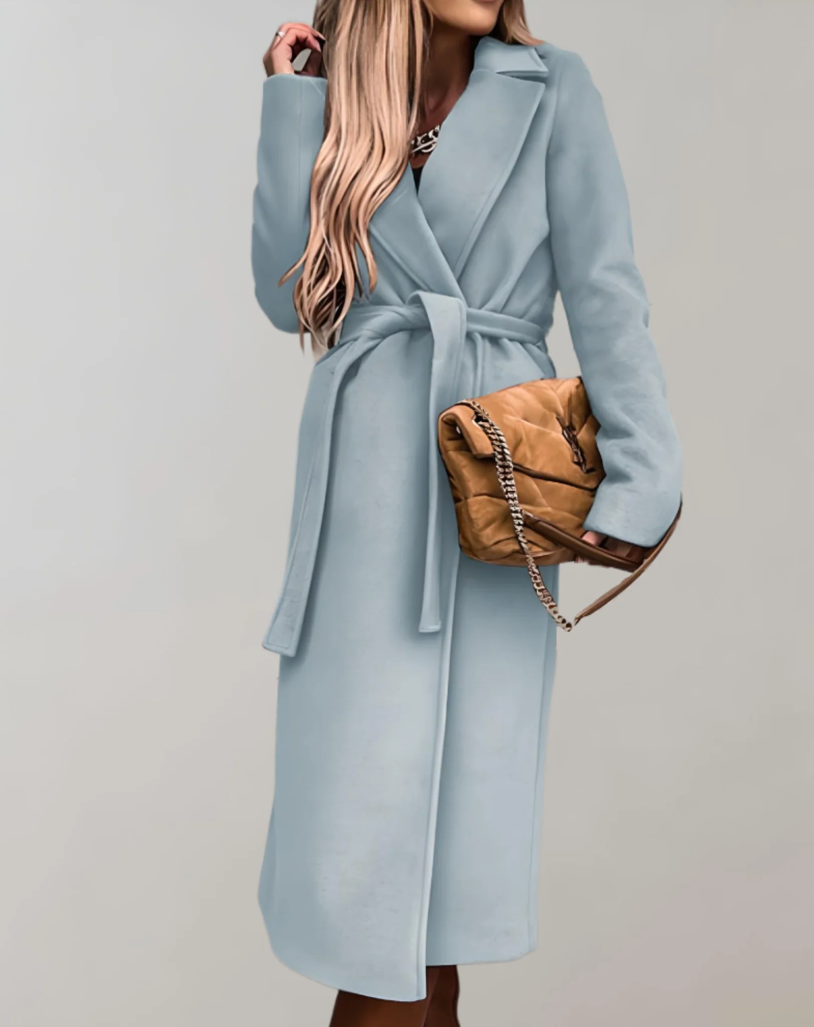 Manteau Long Ceinturé pour Femme – Luxe Épais Confortable Élégant - Image 3
