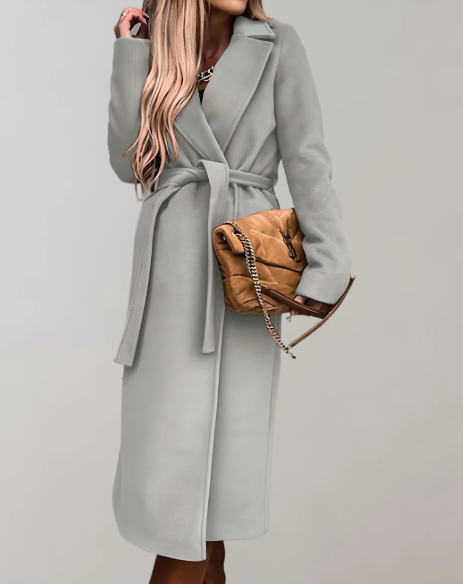 Manteau Long Ceinturé pour Femme – Luxe Épais Confortable Élégant - Image 4