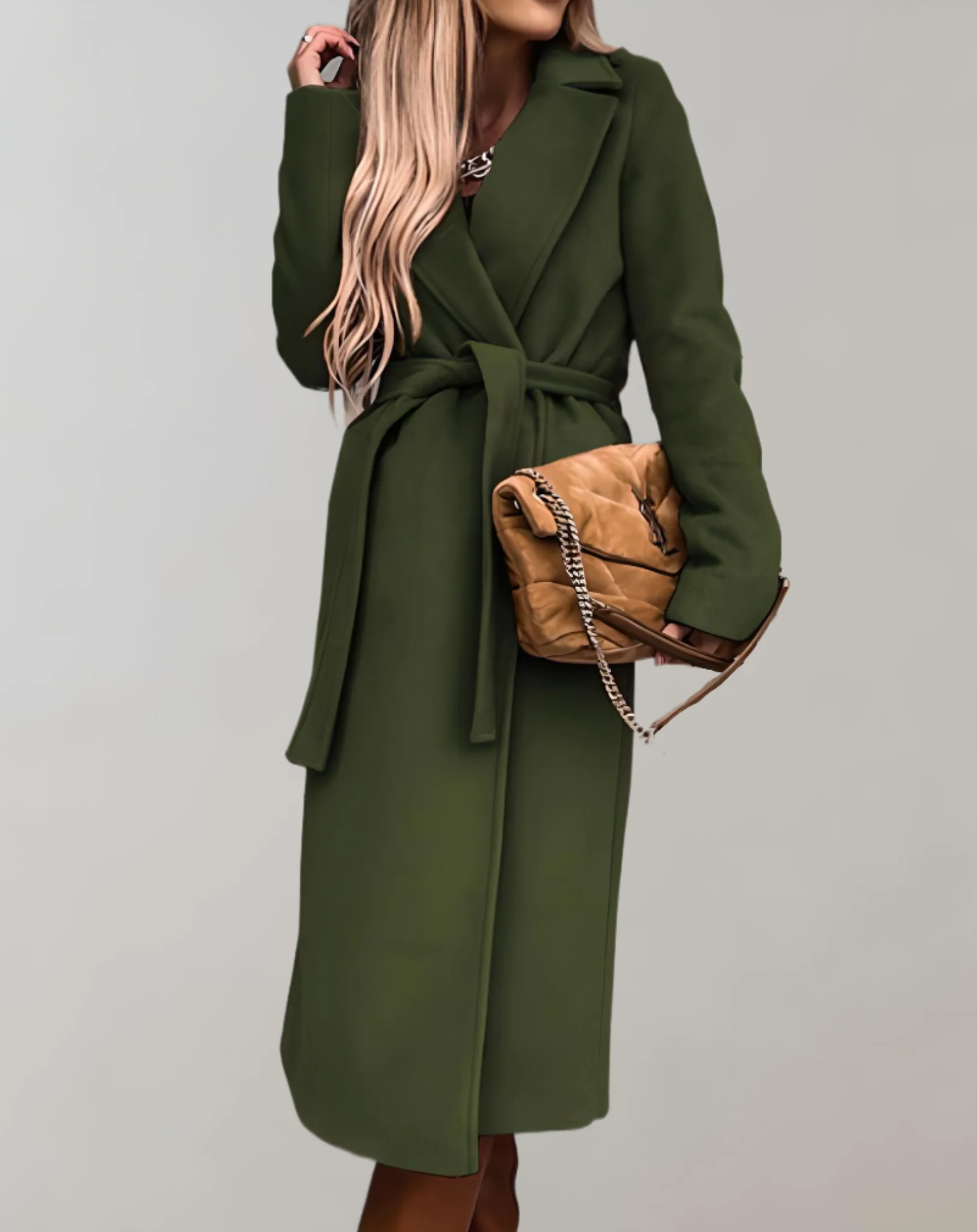 Manteau Long Ceinturé pour Femme – Luxe Épais Confortable Élégant - Image 5