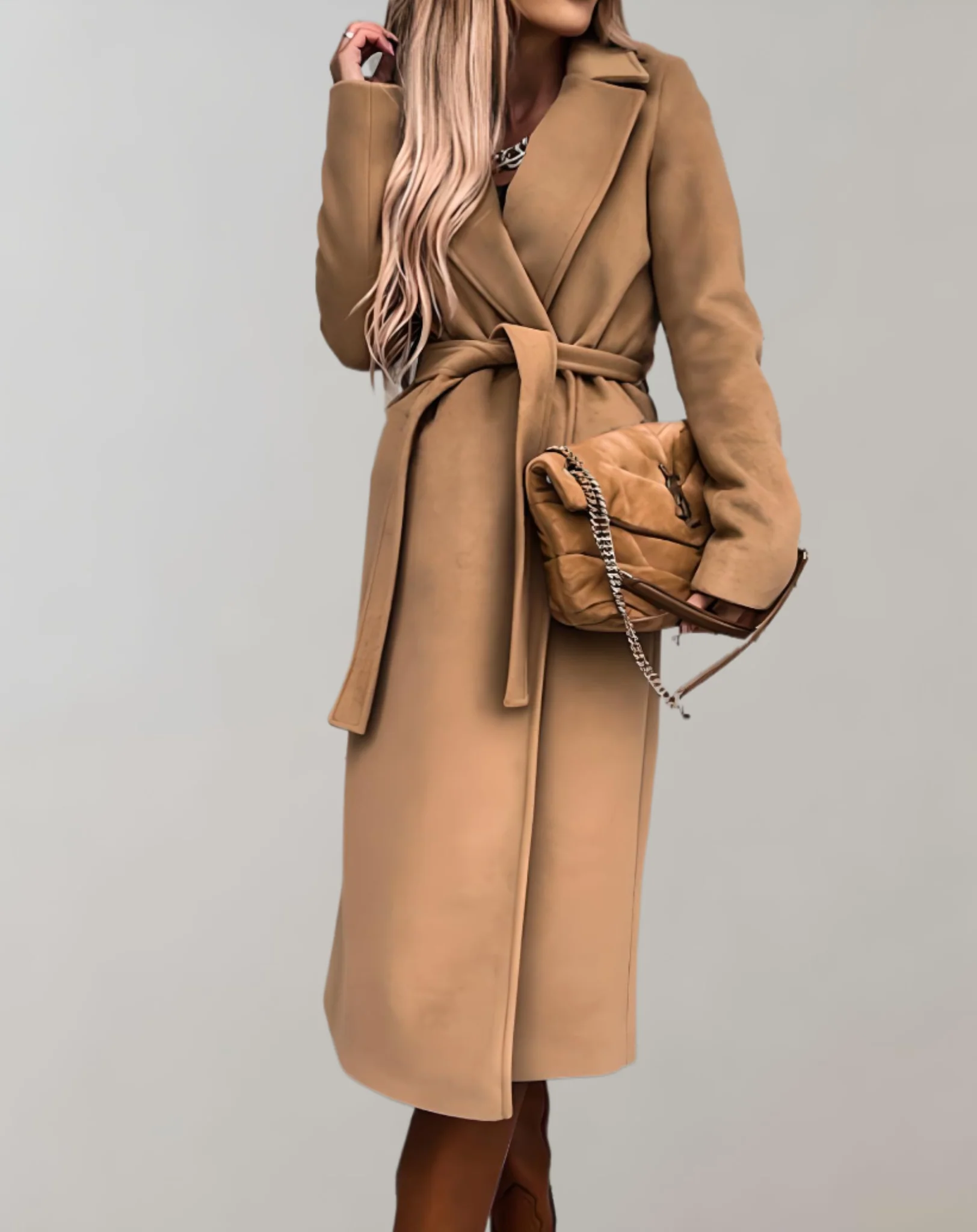 Manteau Long Ceinturé pour Femme – Luxe Épais Confortable Élégant - Image 6