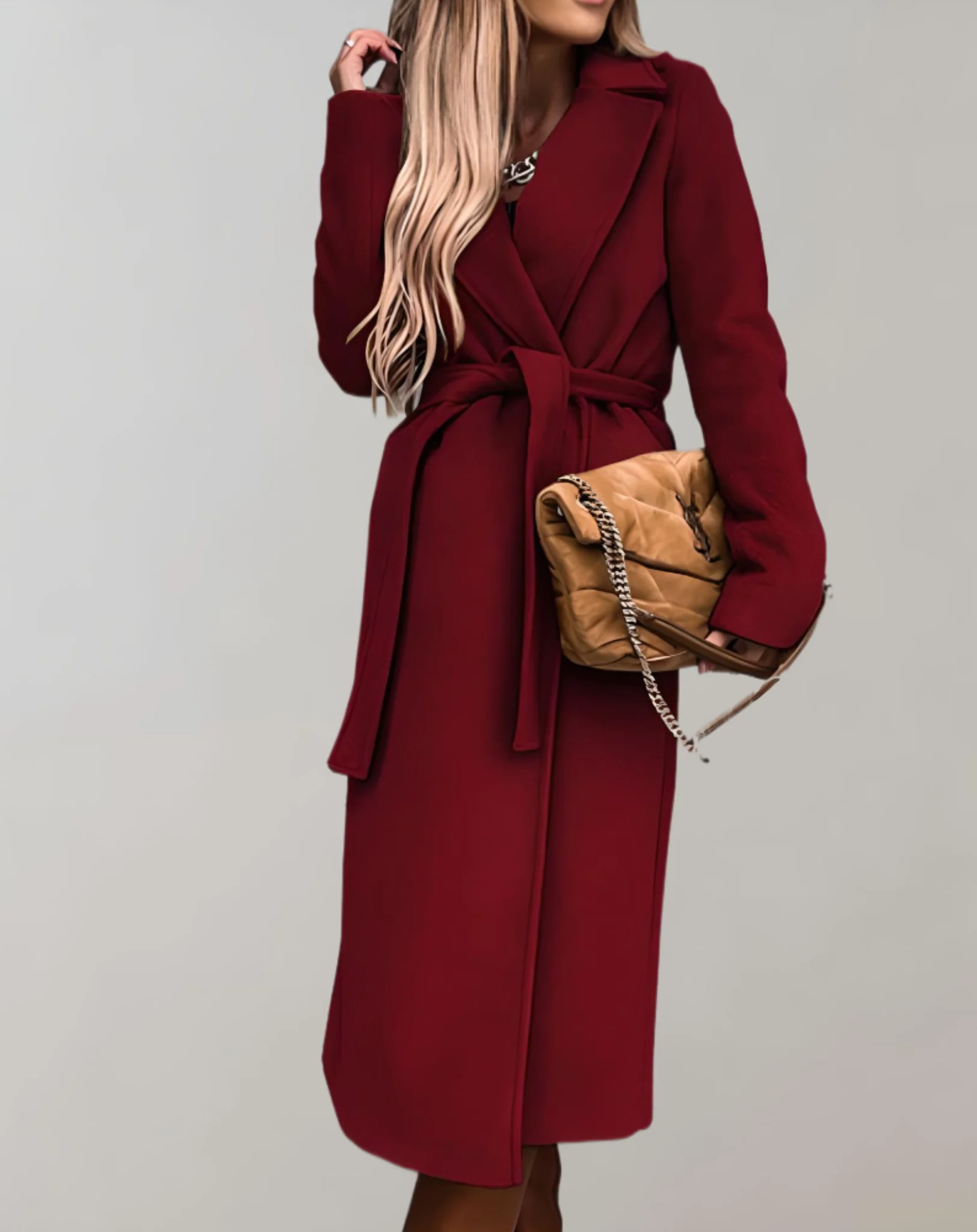 Manteau Long Ceinturé pour Femme – Luxe Épais Confortable Élégant - Image 8