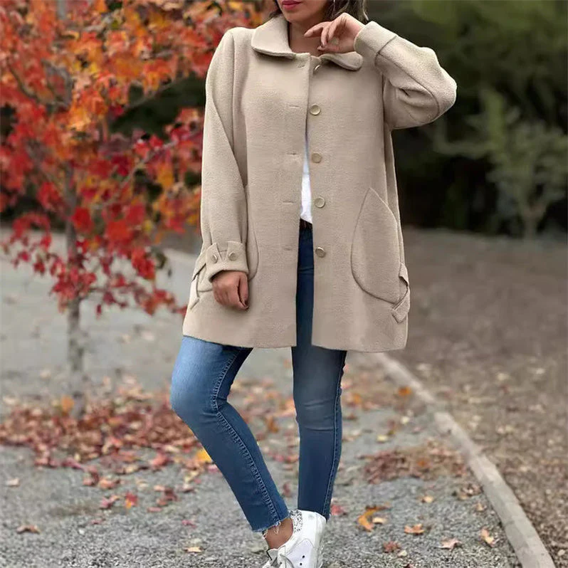 Manteau Long Élégant en Mélange de Laine – Manteau d’Hiver Classique à Revers - Image 2