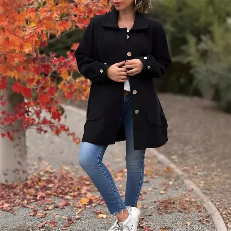 Manteau Long Élégant en Mélange de Laine – Manteau d’Hiver Classique à Revers - Image 4