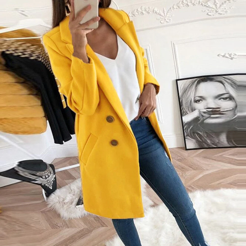 Manteau Long En Laine Élégant Pour Femme – Vêtement Chaud Chic Hiver
