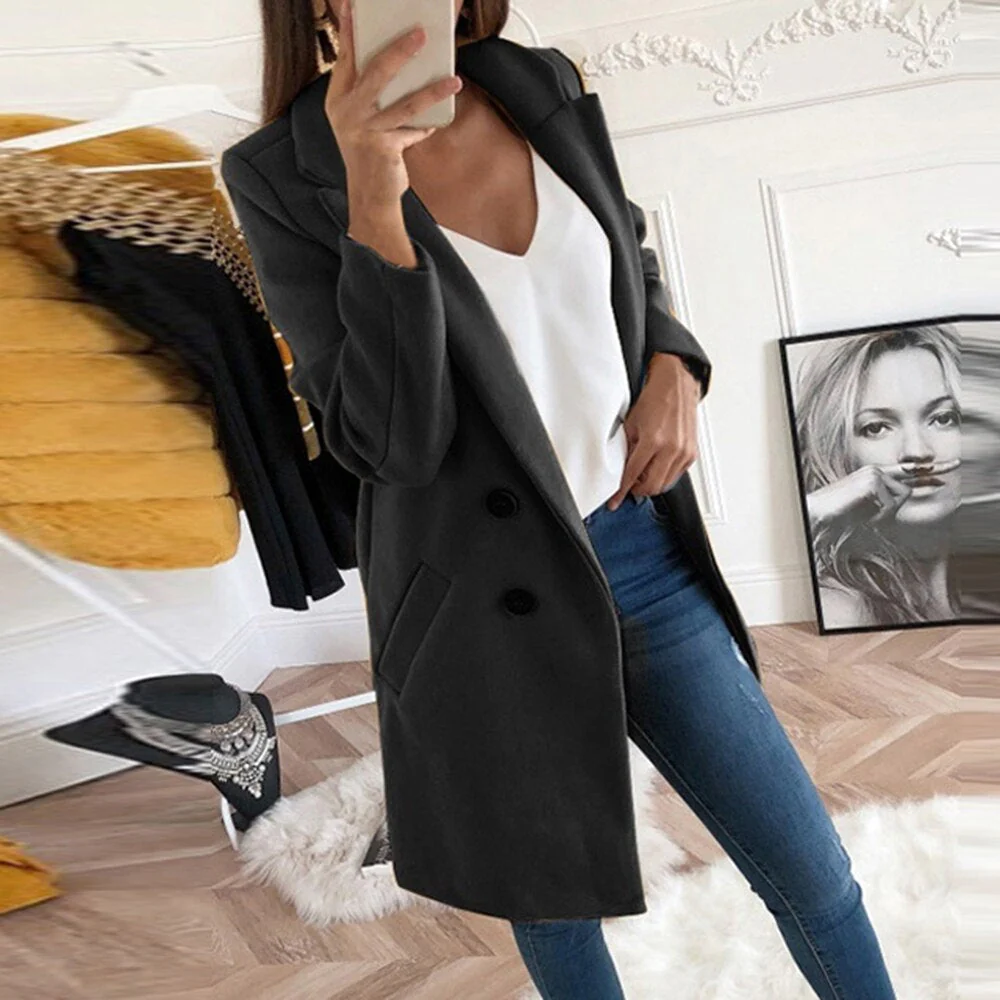 Manteau Long En Laine Élégant Pour Femme – Vêtement Chaud Chic Hiver - Image 3