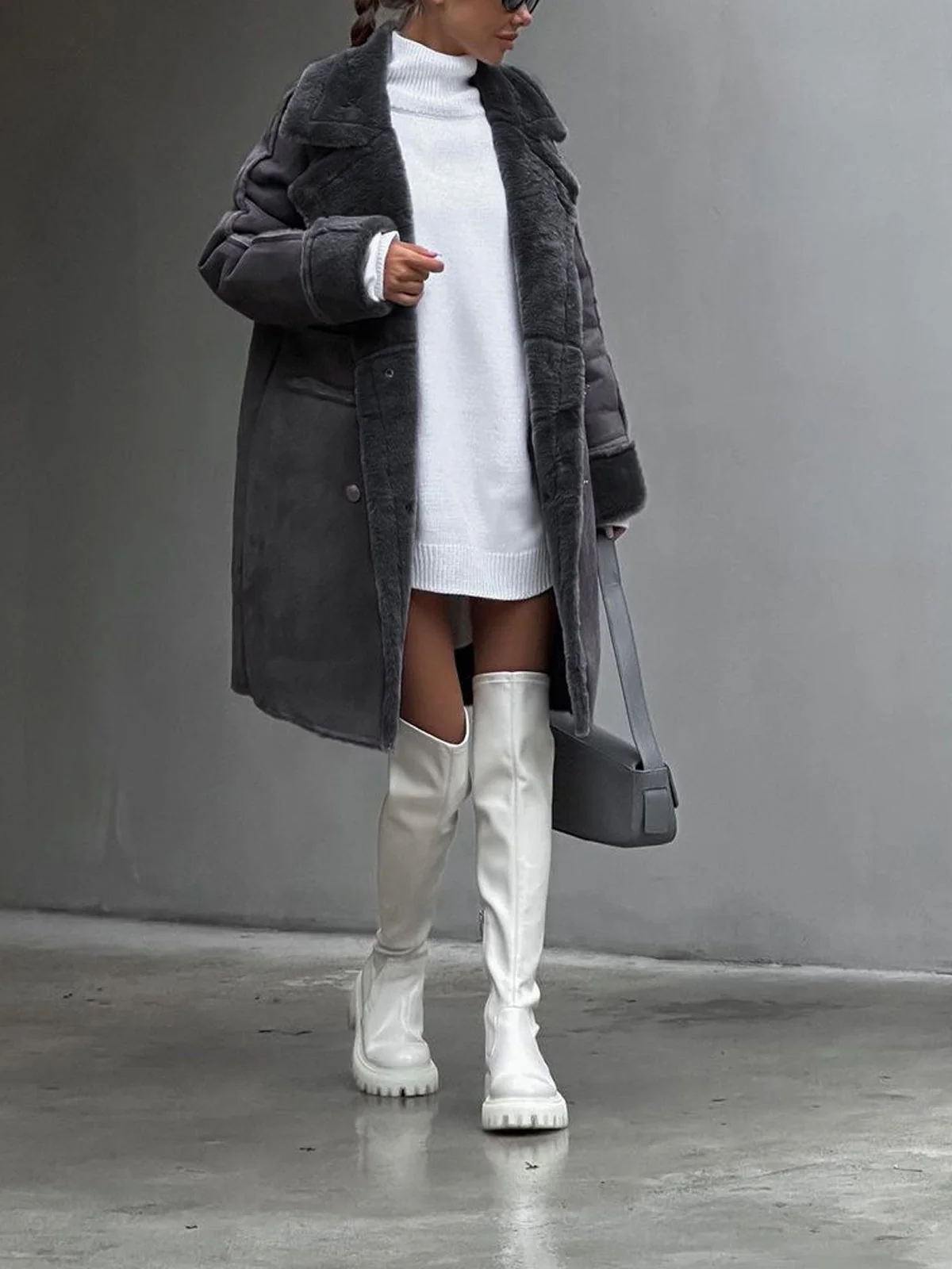 Manteau Long En Polaire Pour Femme – Élégant Manteau D’Hiver Chaud - Image 5