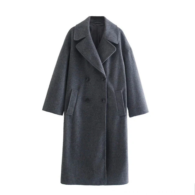 Manteau Long Femme en Laine Premium – Pardessus Long à Double Boutonnage
