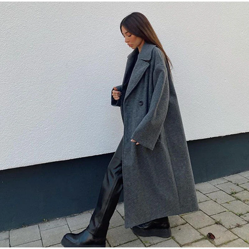 Manteau Long Femme en Laine Premium – Pardessus Long à Double Boutonnage - Image 8