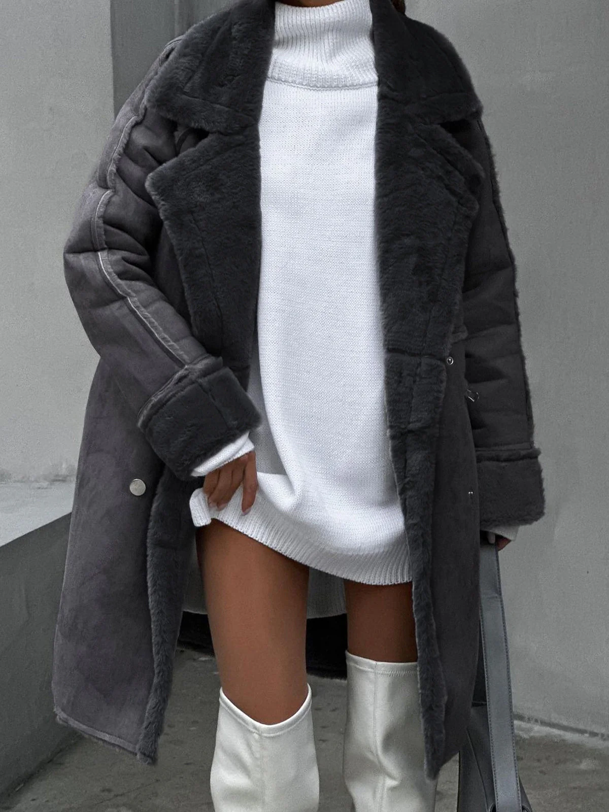 Manteau Long Teddy Élégant pour Femme – Manteau d’Hiver Oversize en Fausse Fourrure - Image 4