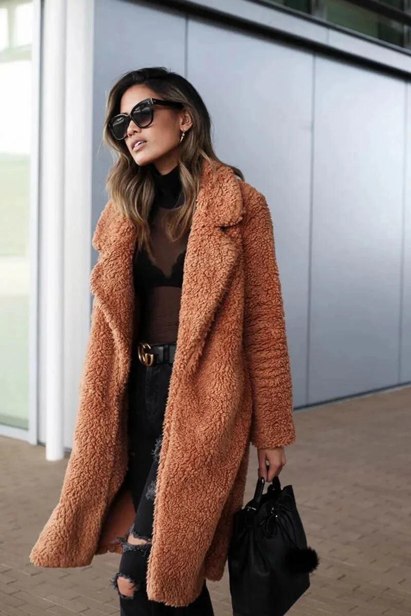 Manteau Long Teddy pour Femme – Manteau Élégant Tendance et Confortable - Image 3