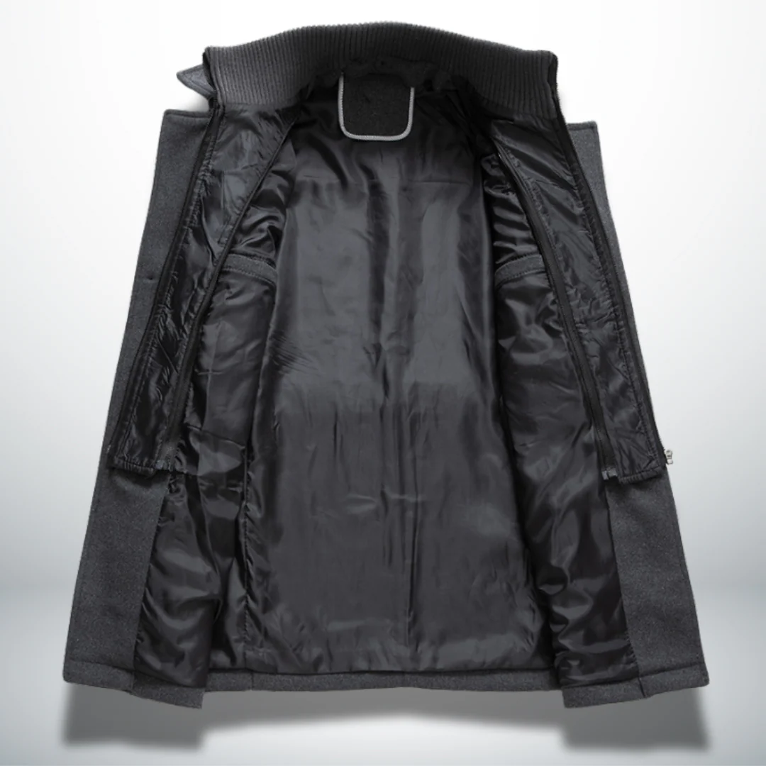 Manteau Peacoat en Laine Mélangée pour Homme – Veste à Double Col avec Fermeture Zippée Intégrale - Image 6