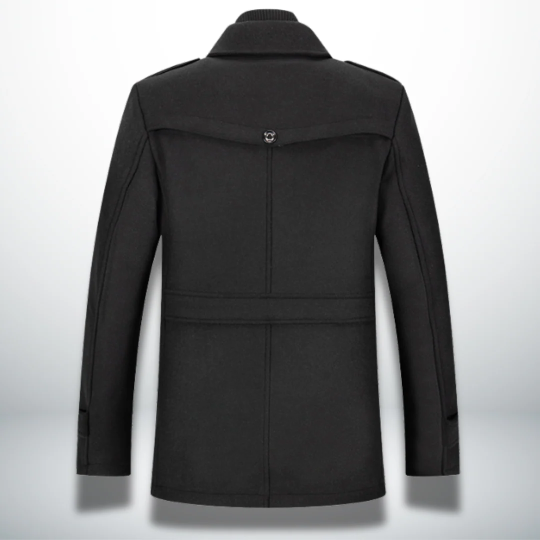 Manteau Peacoat en Laine Mélangée pour Homme – Veste à Double Col avec Fermeture Zippée Intégrale - Image 7