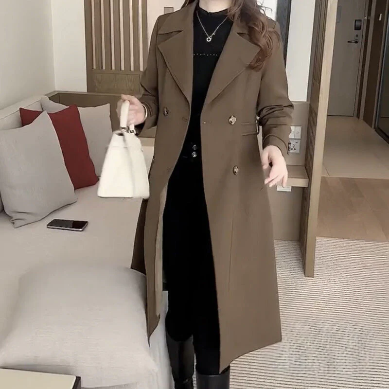 Manteau Trench Long à Revers Sophistiqué pour Femme – Manteau Chaud et Élégant - Image 3