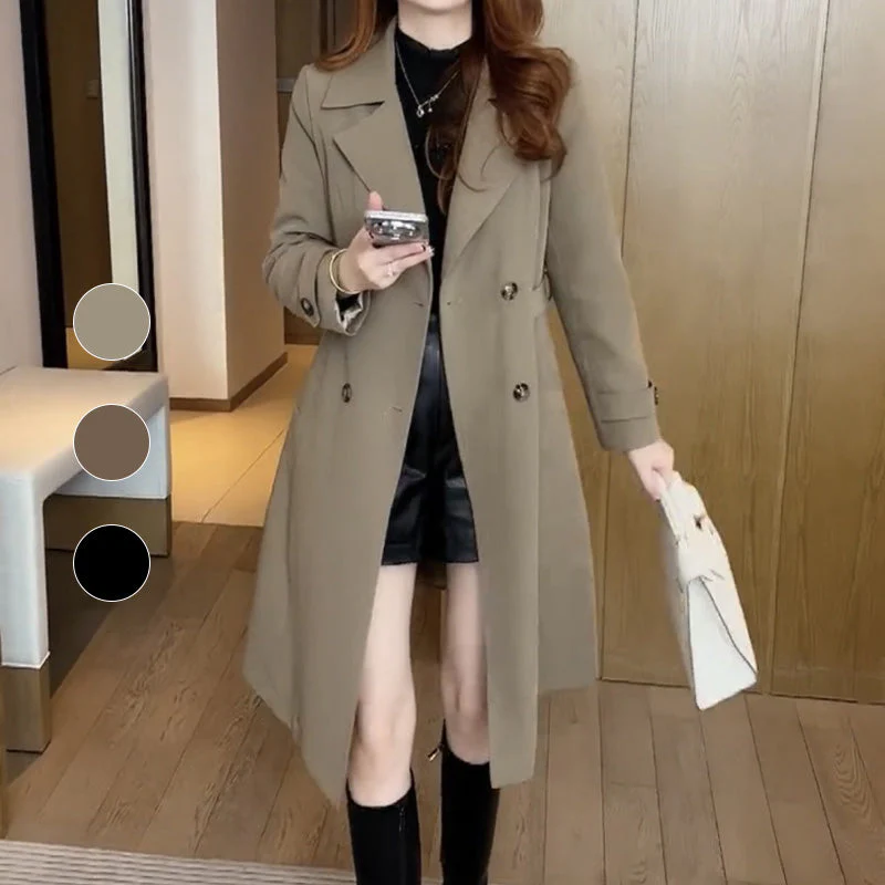 Manteau Trench Long à Revers Sophistiqué pour Femme – Manteau Chaud et Élégant - Image 6