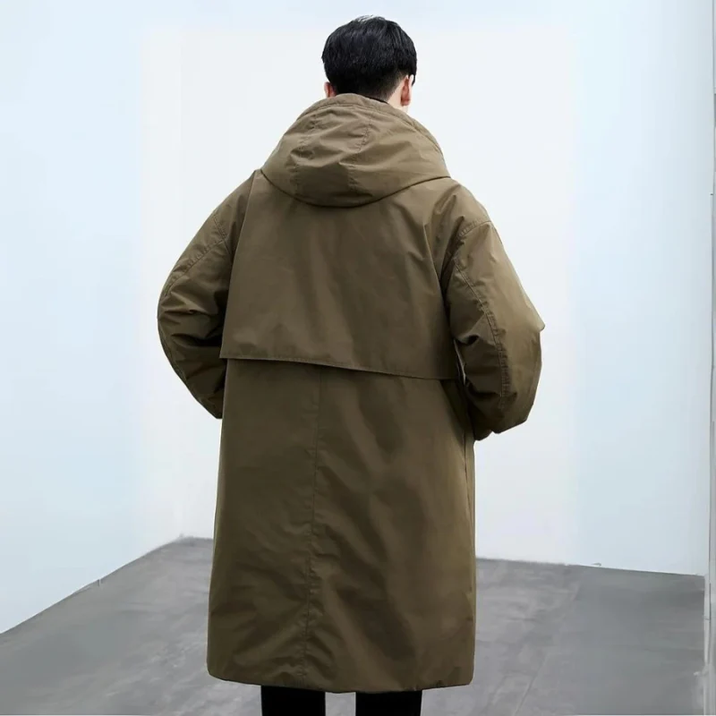 Manteau Trench Long pour Homme avec Capuche – Vêtement Chaud Isolé pour Temps Froid - Image 3