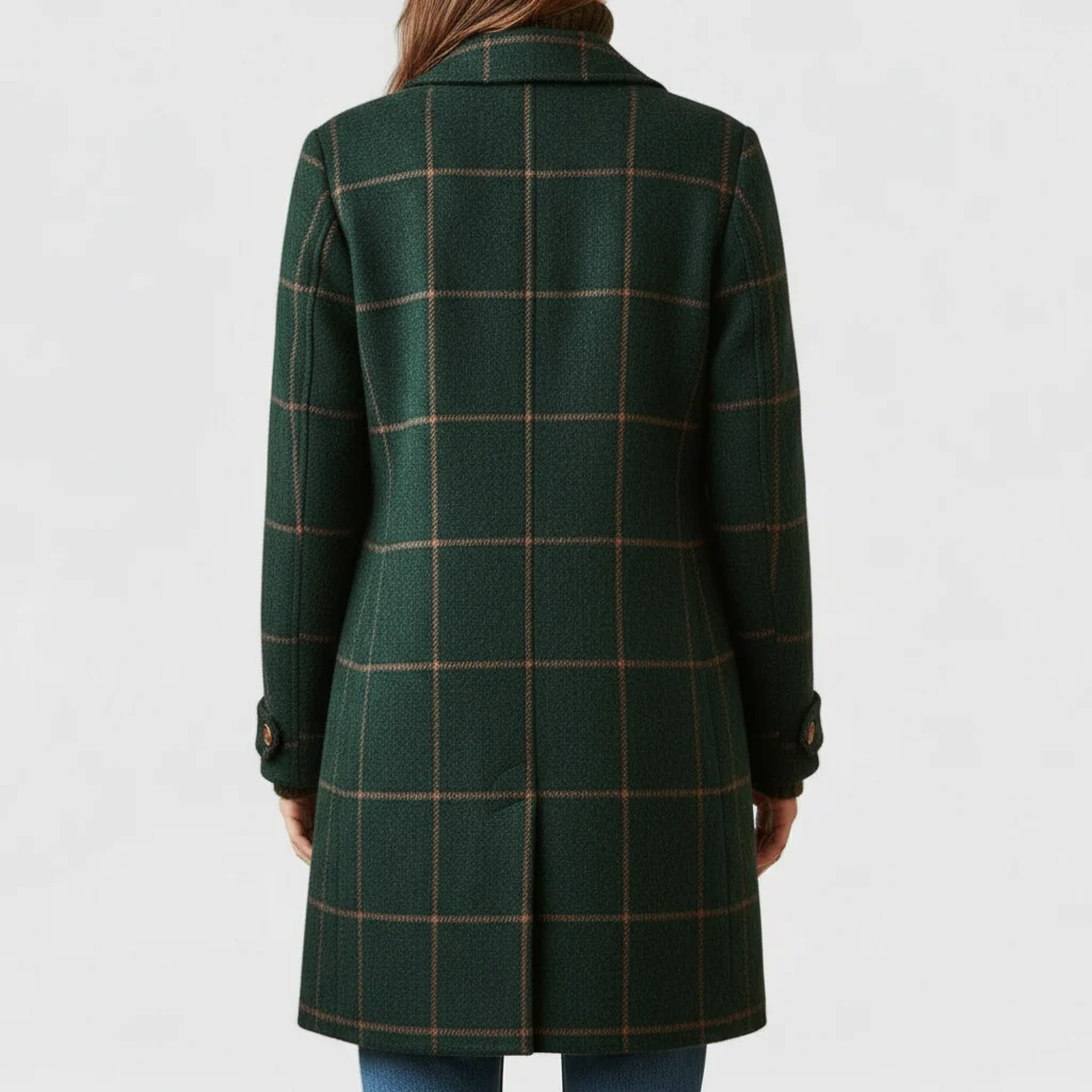 Manteau Tweed Femme à Carreaux – Col Revers Classique à Motif Plaid - Image 2